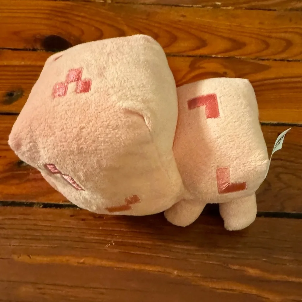 🧩 Mojang Minecraft Baby Pig Plush Stuffed Animal Toy Pink Derp Eyes 2014 7”